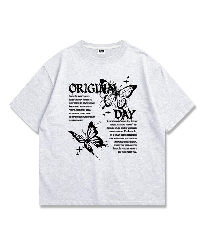 ORIGINALDAY Однотонная футболка оверсайз с графическим принтом-бабочкой, 4 цвета
