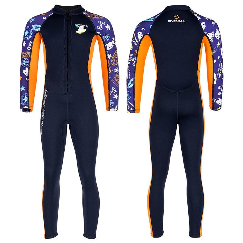 DIVESAIL 2.5mm Kids Full Wetsuit Snorkeling Diving Surfing Swimming Warm Thermal Neoprene Dive Suit Boys