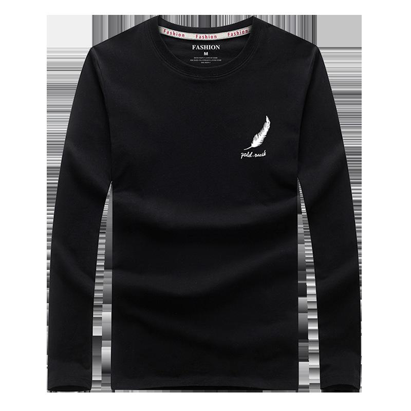 S-6XL Long Sleeved T-shirt Pure Cotton Warm Round Neck Tee Shirt Plus Size Casual Pullover Shirts