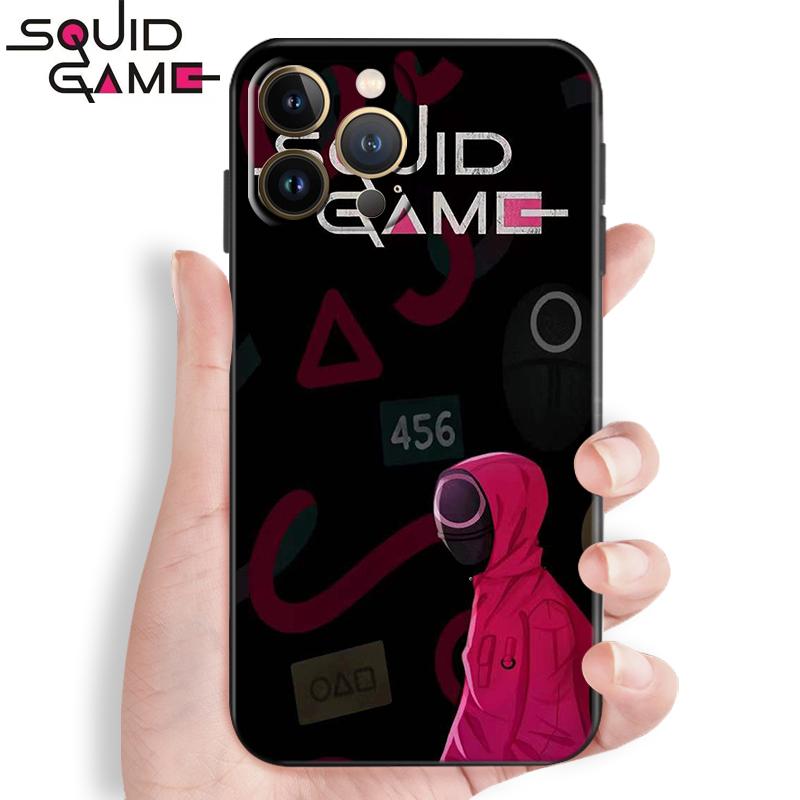 Чехол для телефона с изображением кальмара для Apple iPhone 13 12 11 Pro Mini X XR XS Max 5 5S 6 6S 7 8 Plus SE 2020, чехол из жидкого кремния с черной задней панелью