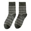 Warm Wool Socks for Men Winter Thermal Thick Crew Socks Vintage Style Retro Pattern Socks for Cold Weather