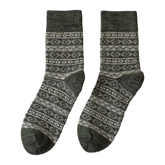 Warm Wool Socks for Men Winter Thermal Thick Crew Socks Vintage Style Retro Pattern Socks for Cold Weather