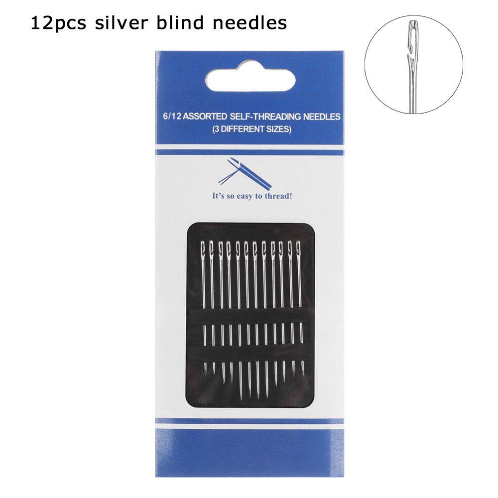 Steel Embroidery Sewing Tools Hand Sewing Needles Wooden Needle Case Self Threading Needles