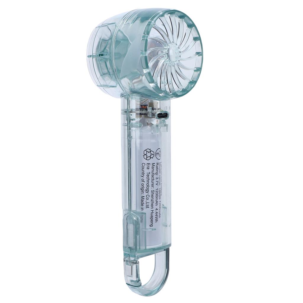 Transparent Handheld Fan 3 Speed Low Noise USB Rechargeable Transparent Hand Desk Fan with Hook for