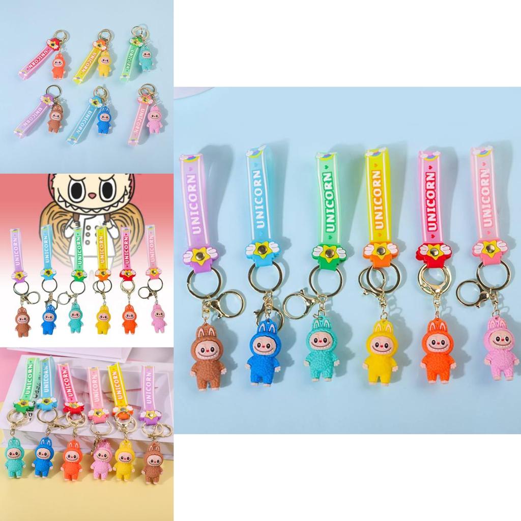 Adorable Cartoon Soft Pvc Sheep Keychain Colorful Cute Keyring Car Bag Ornament