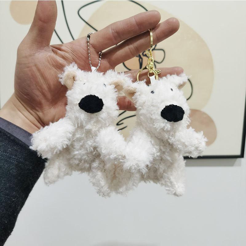 Adorable West Highland Terrier Plush Keychain Cute Couple Bag Charm Doll Toy