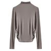 Autumn Winter Half High Collar Solid Color Bottomed Tee Women Long Sleeve All-match Bottomed Pullover Top Tee