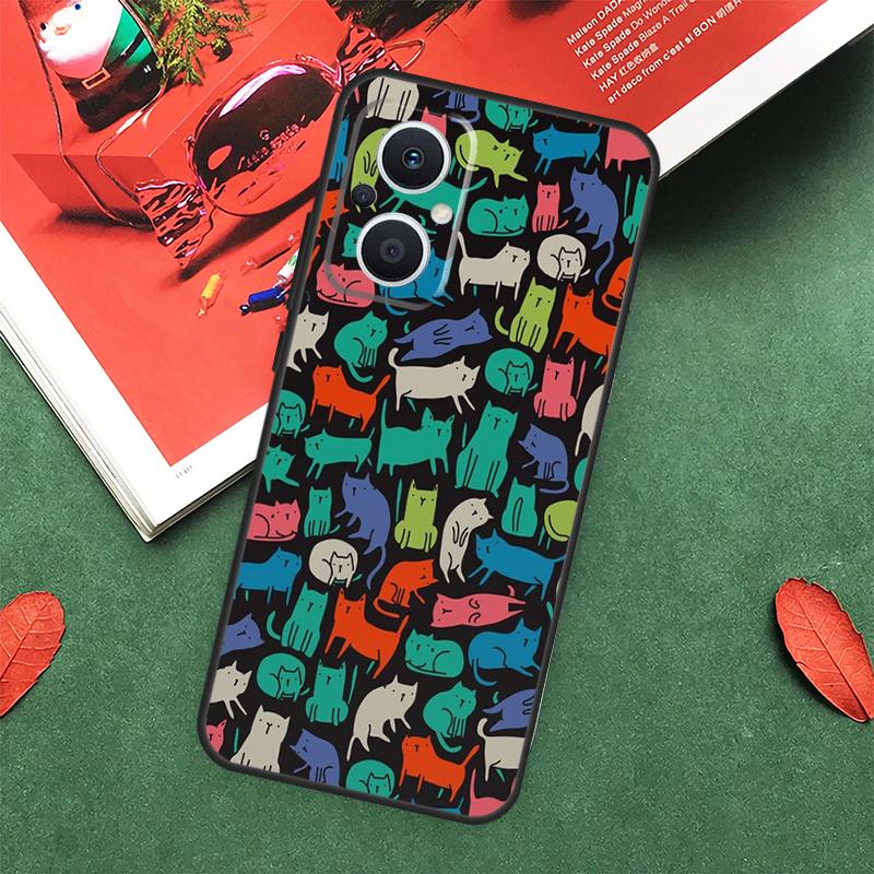Милый Мультяшный Чехол-Кошка Для OPPO Reno 7 8 Lite 8T 10 11 12 13 Pro 12F 13F 14F OPPO Find X8 X6 X5 X9 Pro Чехол