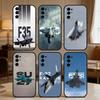 Чехол для телефона Истребитель F35 F22 SU57 Для Samsung S25,S24,S21,S22,S23,S20,Ultra,S26,Plus,Fe,Note,5G Черный Чехол