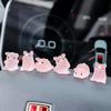 6pcs/set Resin Little Pink Pig Ornament Car Rearview Mirror Decoration Small Ornaments Auto Interior Accessories Cute Noctilucent Gifts