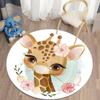 Cute Cartoon Animal Round Door Mat with Bunny Giraffe Fox Patterns Floor Mat for Kids Room Decor Adding Playful Charm