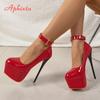 Fashion Aphixta 2cm Belt Buckle Pimps Model Catwalk Show 16.5CM High Heels Women's Banquet Round Toe Wear Single Shoes Large Size 35-50