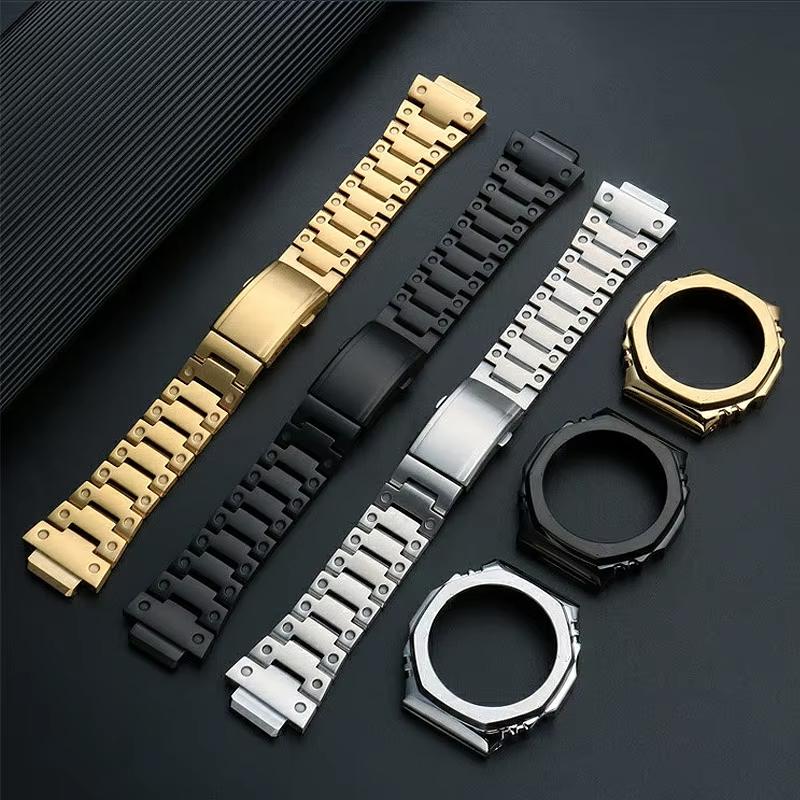 Корпус браслета для часов GA-2100 Мод-комплект для Casio G-SHOCK Farm Oak GA2100 GA2110 GA-B2100 Модифицированная металлическая рамка Ремешок из нержавеющей стали Инструмент
