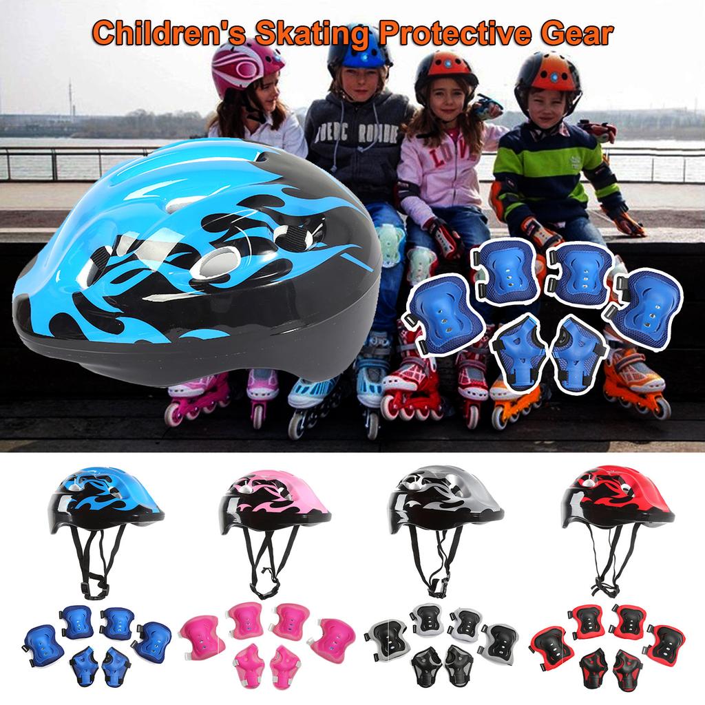 7Pcs/Set Children's Skating Protective Gear Children Kids Safety Helmet Knee