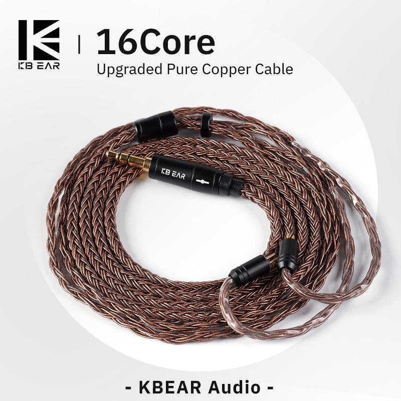 KBEAR 16 Core Pure Copper Earphone Cable 2PIN/MMCX/QDC Earbuds Connector Use For KZ EDX ZSN PRO BLON BL-03 KBEAR KS1 Headphone