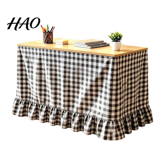 Wrinkle Resistant Table Cloth Gingham Ruffled Skirt, Cottagecore Teacher Desk Skirt for Classroom, ClassroomDesk Plaid Tablecloth Birthday Wedding