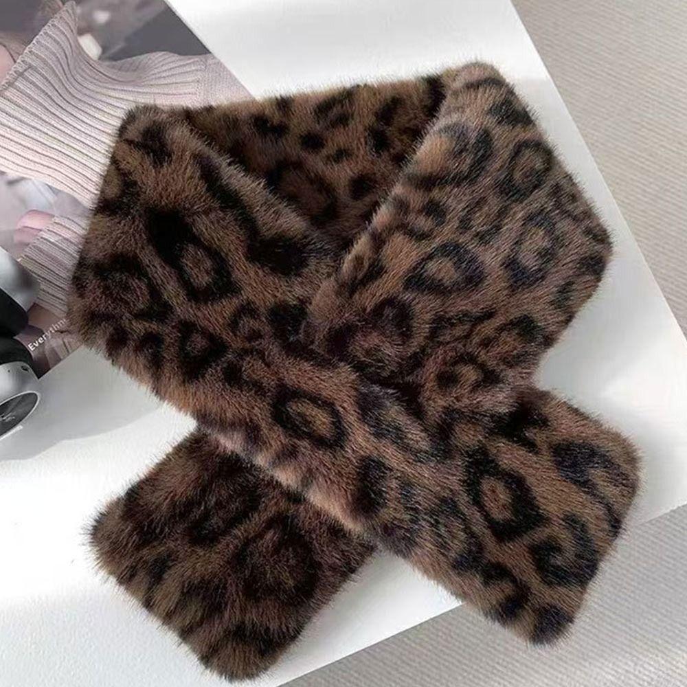 Soft Leopard Print Scarf Windproof Winter Scarf Outdoor Cross Scarf Women's Wear