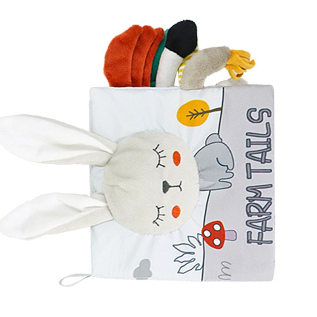 Детская развивающая книга Интерактивная развивающая мелкую моторику Книга-мешковатая книга для раннего обучения детей Тканевая книга Книга с хвостами животных