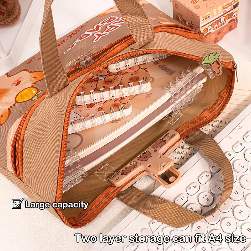 Модная симпатичная сумка для хранения, большая вместимость, детская сумка, водонепроницаемая, мультяшная, капибара, сумка на молнии, прочная сумка для документов