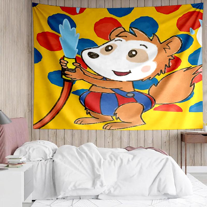 Bobo Print Tapestry, Backdrop, Easy Setup, Ideal for Bedroom, Office & Living Room, with Aesthetic Wall Hanging Decor.
