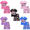 Kids Girls Anime Cartoon POP Singer Rumi Zoey Mira Printed Casual Short Sleeves T-shirt Shorts Pants Pajamas Sleepwear Sets