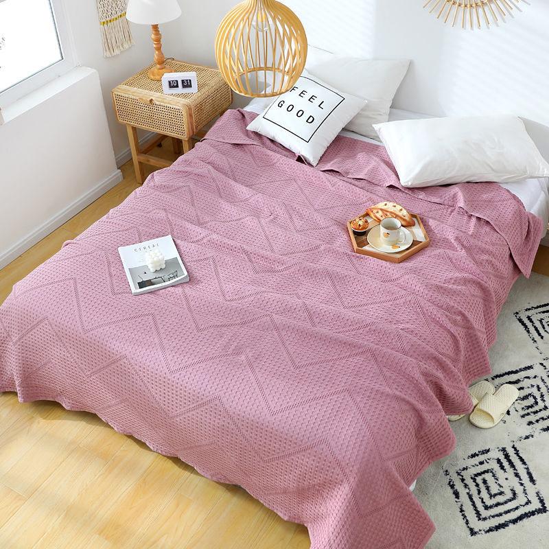 Cotton Blanket Summer Towel Thin Quilt for Double Queen King Bedspread Bed Sofa Cover Coverlet Waffle Plaid Knit Blanket Throw