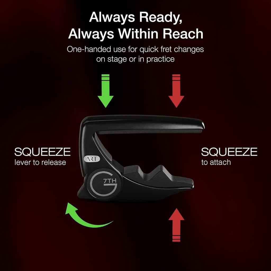 G7TH PERFORMANCE 3 ART CAPO Capo for Black [Officially Imported] 6-String Acoustic/Electric Guitars, (6-STR BLACK)