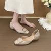 2025 новые французские туфли с квадратным носком, летние балетки, с юбкой, с мелким вырезом, с вырезом, на одном ремешке, фея, обувь для бабушки