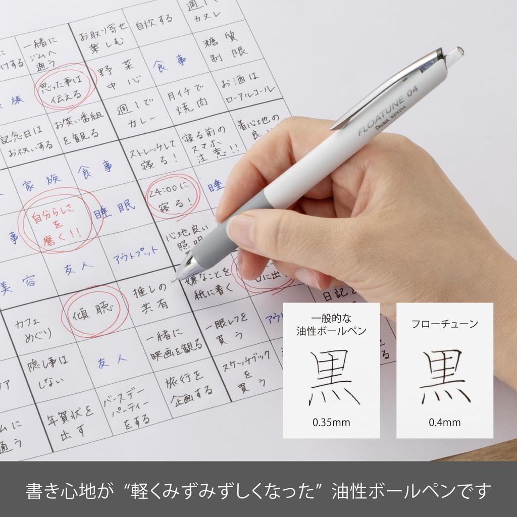 Шариковая ручка Pentel Flow Tune, масляная, 0,4 мм, черная, упаковка 10 штук, BZN204-A