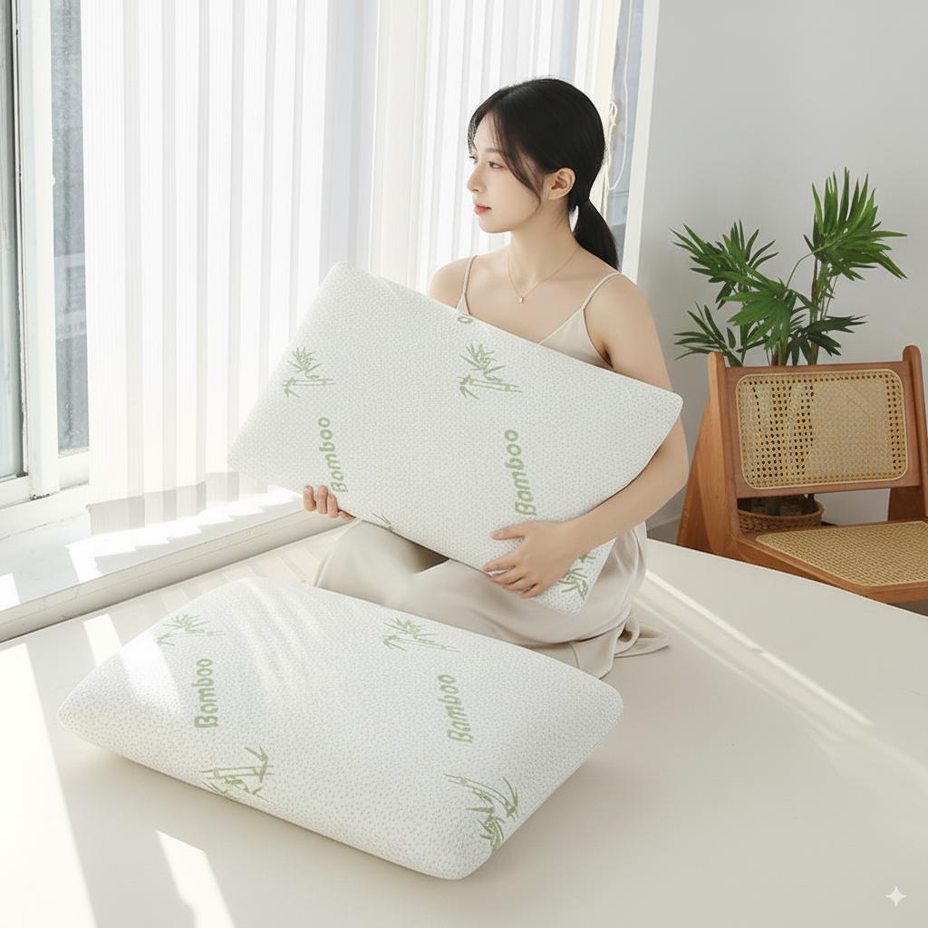 Подушка с эффектом памяти из бамбукового волокна, дорожная подушка с медленным восстановлением, защищающая шейный отдел позвоночника, подушки для шеи для сна, подушка для спальни