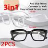 2PCS Progressive Prescription Glasses Men Square Anti Blue Light Eyewear Optical Reading Glasses +1.0 To +3.0 Diopter