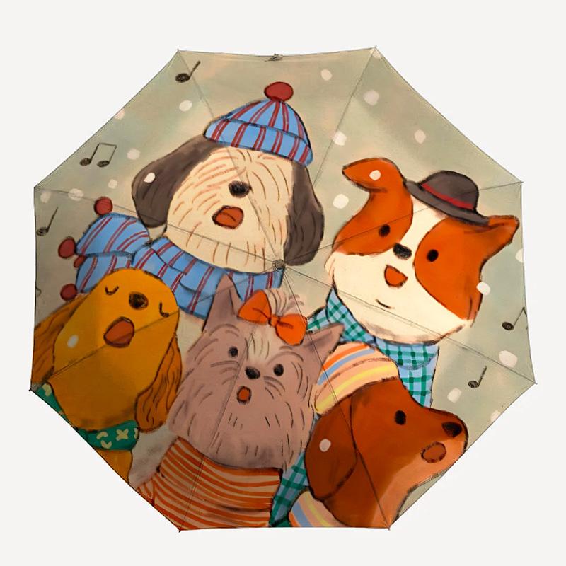 1pc Dogs, WinterAutomatic Open/close Folding Umbrella, Compact Portable Travel Umbrella, Perfect Birthday/Holiday, Cute Umbrella y037