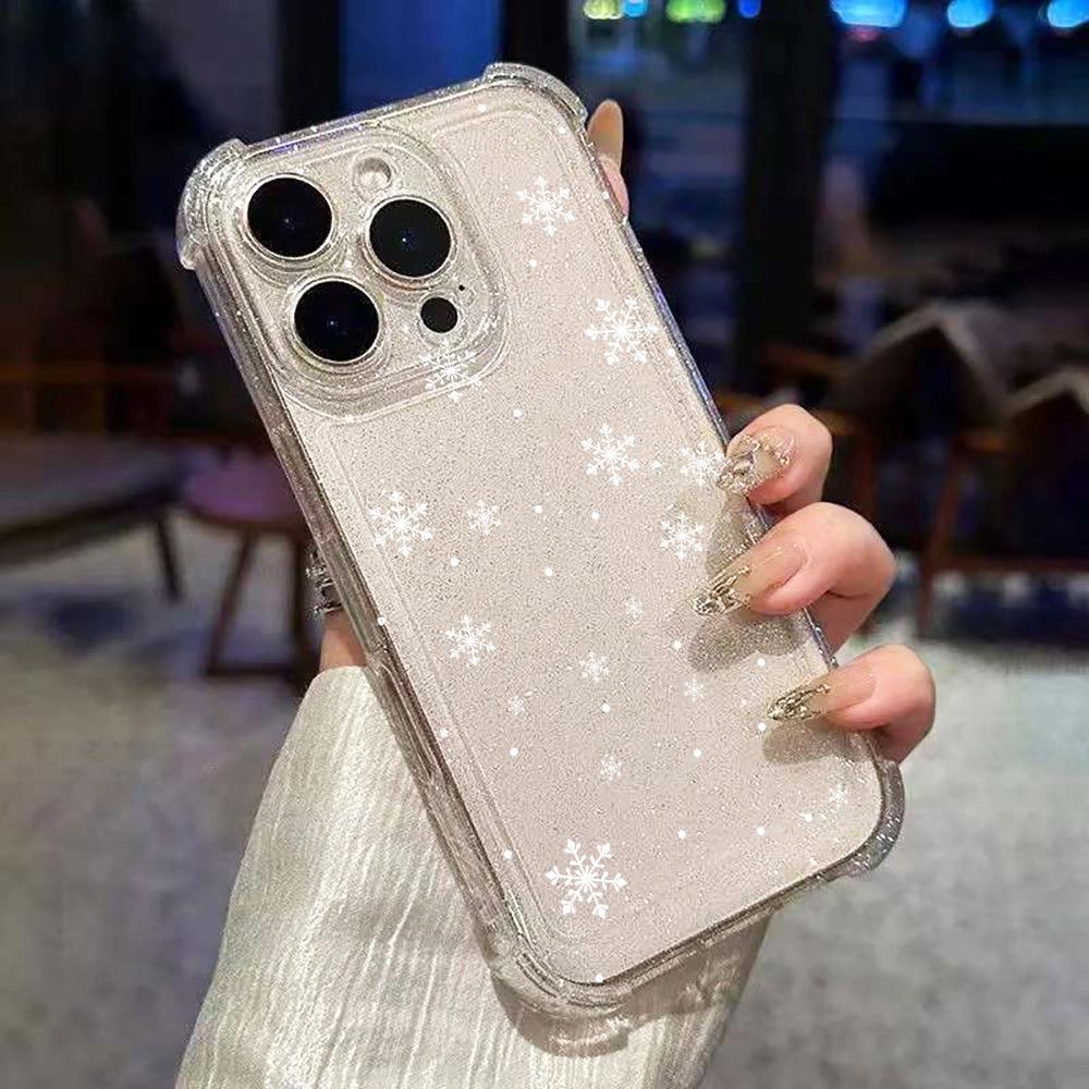Полноэкранный снежинка для iPhone17 блестящий порошок четыре угла защита от падения чехол для мобильного телефона 16 Apple всесторонний 15/14/13 прозрачный