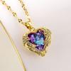 Fashion Simple Creative Ocean Heart Necklace Exquisite Heart Angel Wings Colorful Crystal Pendant High Quality Gifts For Girls