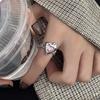 Набор колец с кристаллами в форме сердца в стиле Y2k для женщин и девушек, винтажные кольца неправильной формы из цинкового сплава, модные K-pop кольца с цирконом, подарки с цирконом для вечеринок