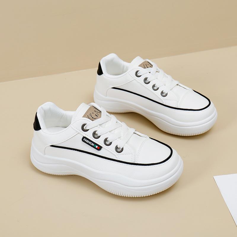 Женские кроссовки на платформе, противоскользящие удобные повседневные кроссовки из искусственной кожи для бега, прогулочные кроссовки, дышащие кроссовки на массивной шнуровке, спортивная обувь для тенниса для женщин