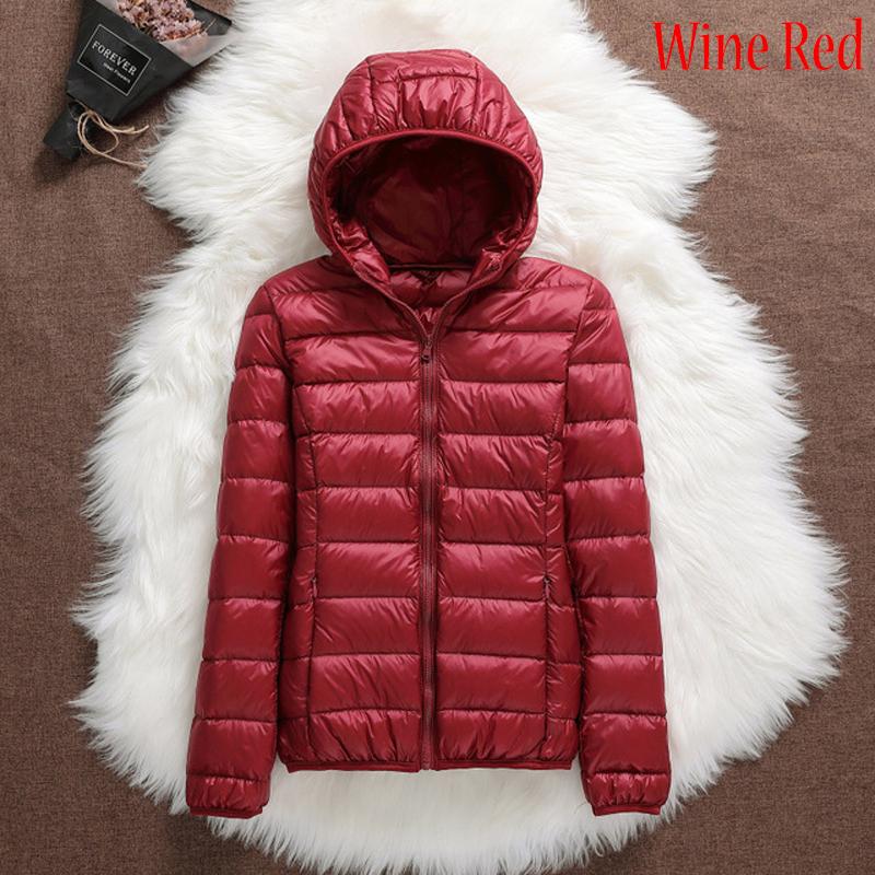 Women Casual Windproof Parka White Duck Down Jacket Coat Hooded Warm Autumn Winter