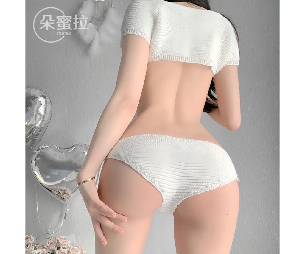 Sex Sweater Knitted Japanese Underwear Sexy Big Halter Strap Open Chest One-piece Pajamas Hot Passion Suit