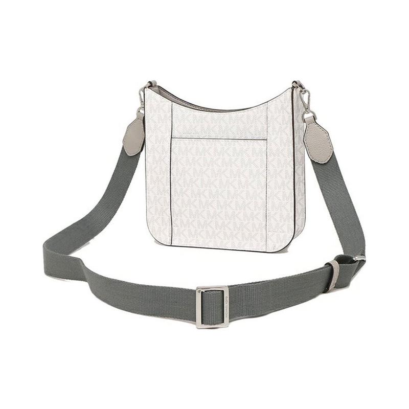 MICHAEL KORS Briley Logo Printed Logo Coated Canvas and Polyester Messenger Bag Shoulder Crossbody Bag Small Women's White