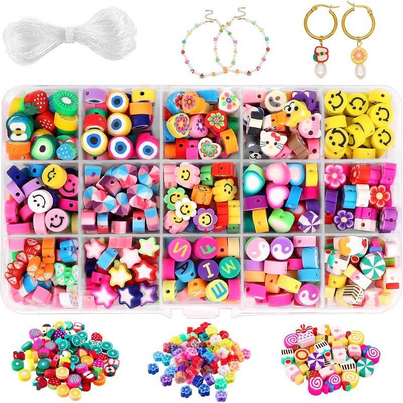 Набор для изготовления украшений из цветной полимерной глины: Фруктовые бусины с прямым отверстием для богемных ювелирных аксессуаров