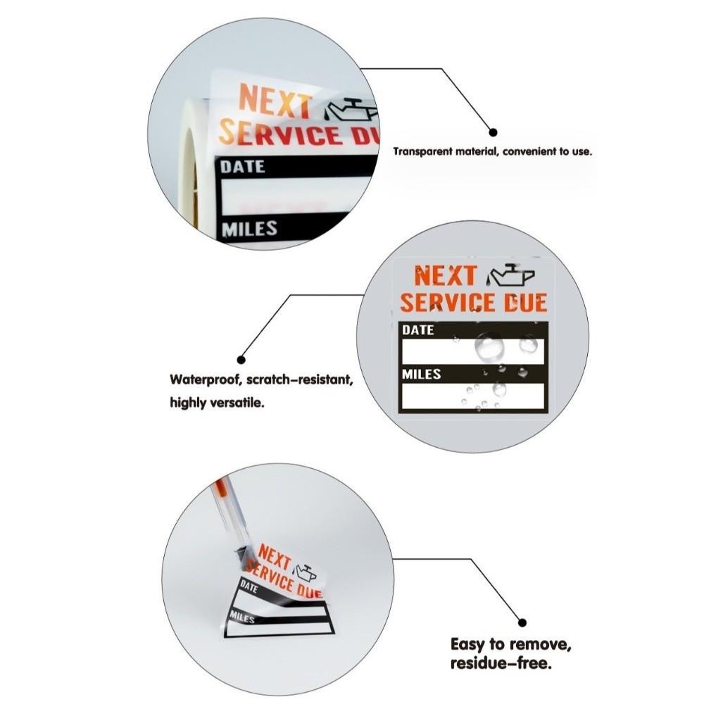 Clear Transparent Surface Maintenance Reminder Label Car Service Sticker Auto Repair Shop