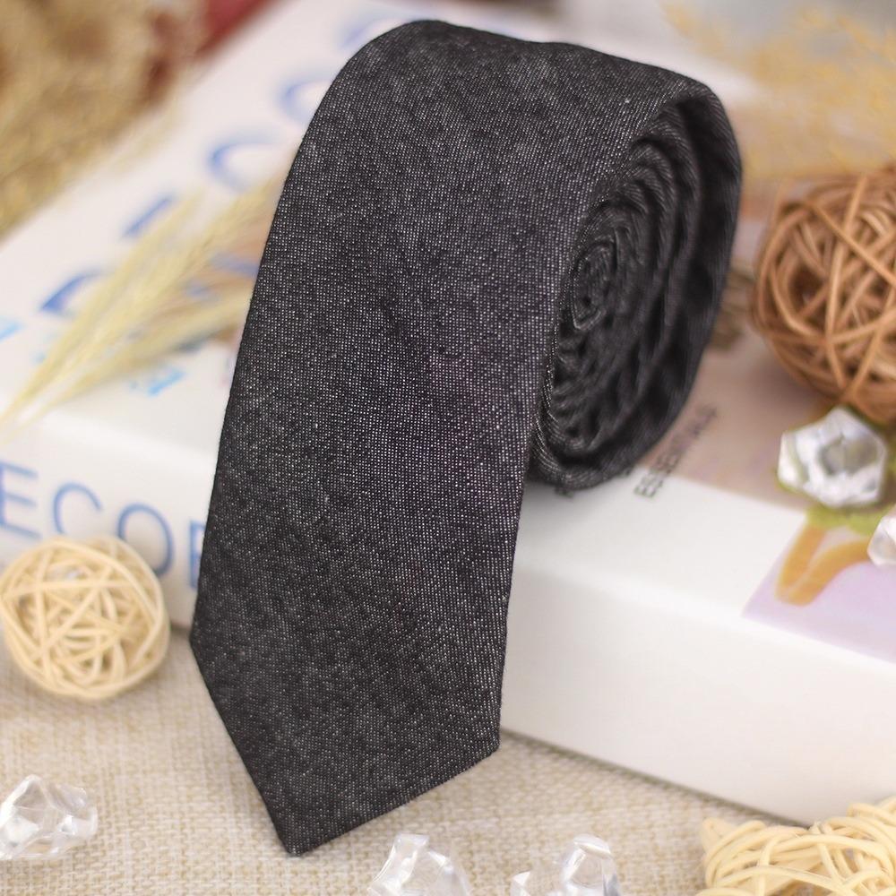 Adjustable Jean Fabric Tie Narrow Retro Cravat Simple Denim Men Necktie Suit Accessories