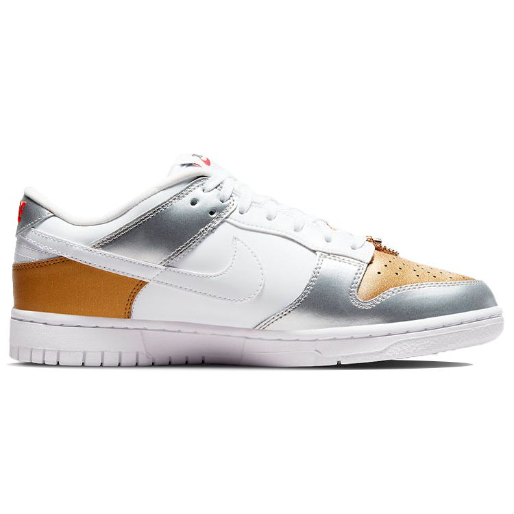 Nike Dunk Low SE Silver Gold Metallic Женские кроссовки Белый металлик-золотой металлик-серебристый DH4403-700