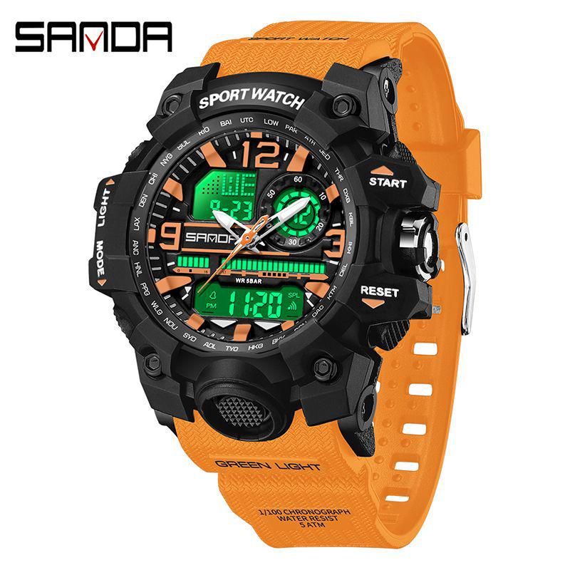 Sanda Teen Multi-functional Waterproof Sports Watch with Alarm & Luminous Display