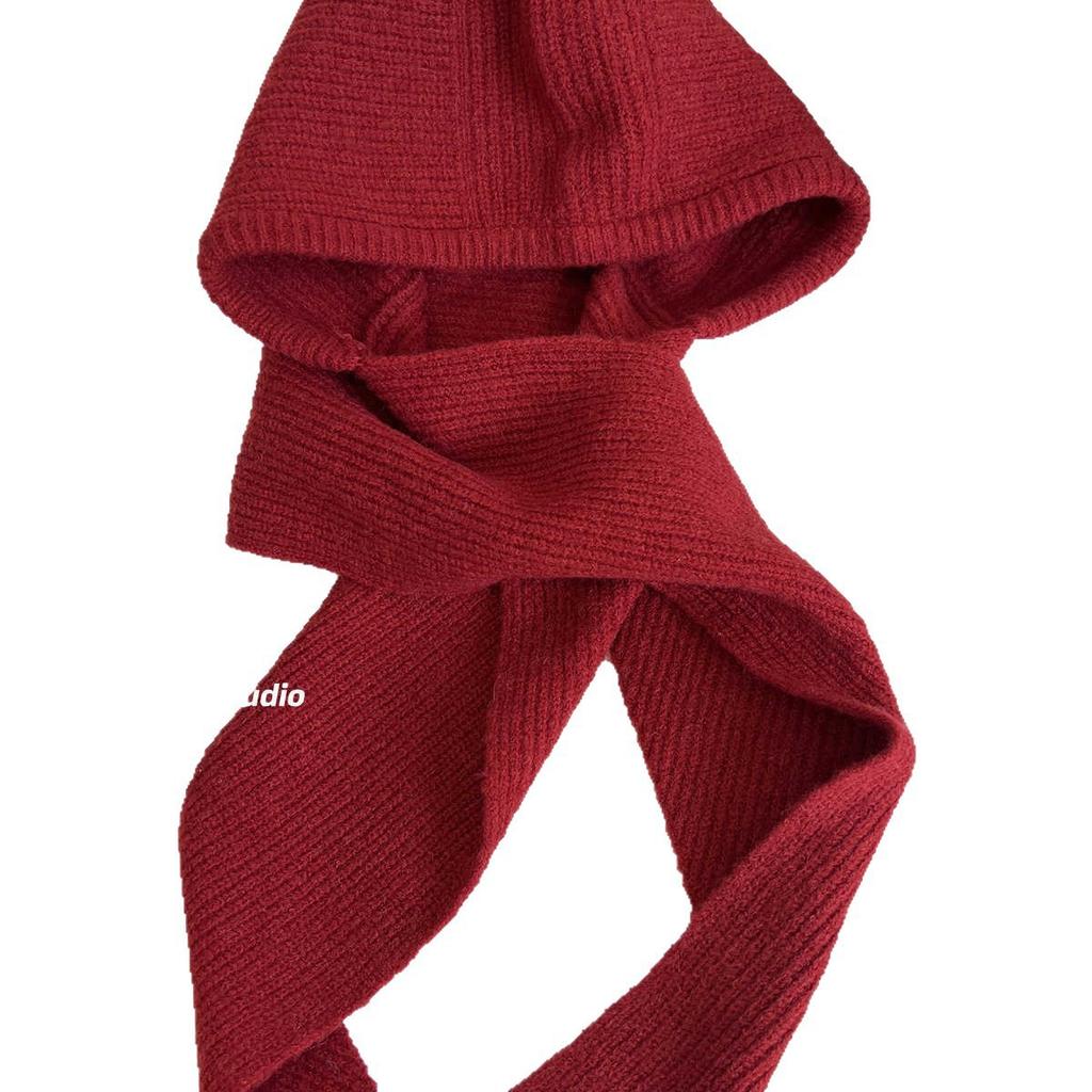 Vintage balaclava hat women's autumn and winter new versatile warm ear protection hat scarf integrated head hat