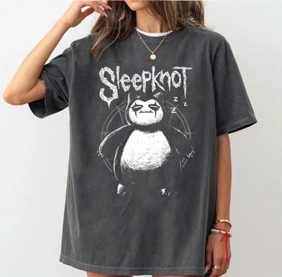 Sleepknot Забавная футболка с пародией на Снорлакса Винтажная футболка с графикой рок-группы