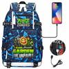 Plants vs USB Headphones Backpack for Teens Students Casual Travel Daypack Unisex Large Capacity Waterproof