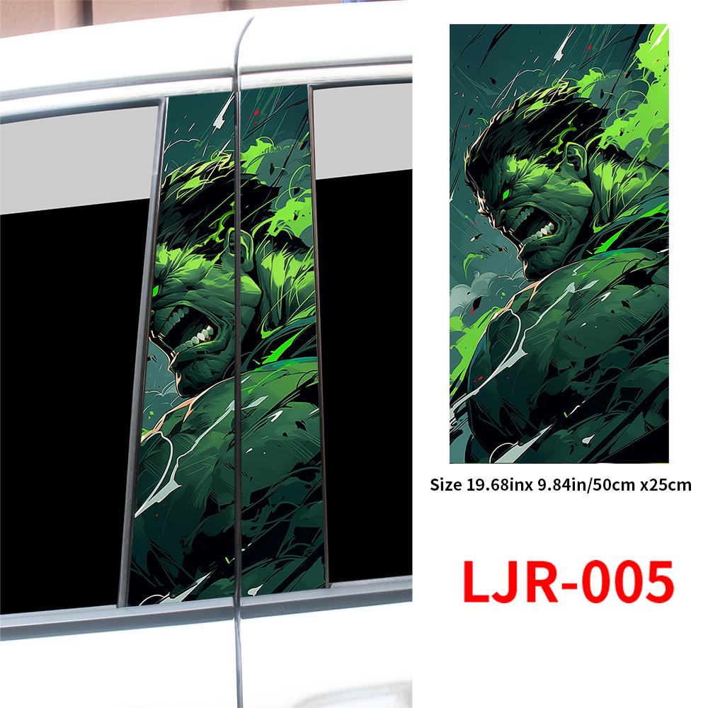 Green Film Hulk Anime Car Sticker Auto B-pillar Cartoon Funny Sunscreen DIY Auto Center Column Cover Scratches Decor Accessories