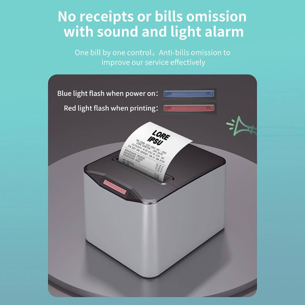 Беспроводной термопринтер 203DPI 220 мм/с Настенный 72 мм Ширина печати USB Термопринтер чеков Эффективен для продуктовых магазинов