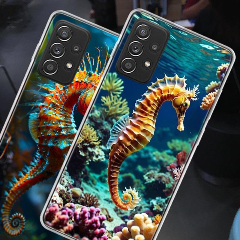 Чехол для телефона 'Морской конёк: Подводная фантазия' для Samsung A54 A57 A37 A17 A14 A15 A12 A24 A34 A55 A35 A25 A52S A07 A05S A04S A22 A32 A7